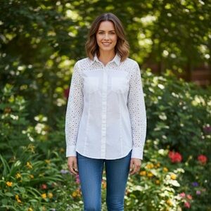 Guess White Lace Detail Women's Top